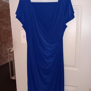 MSK royal blue ruched-side dress, size XL.